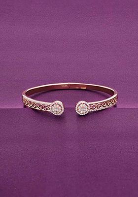 Rose Gold Authentic Twirls Zircon Bangle Bracelet