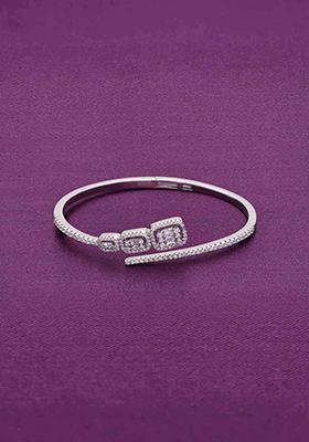 Silver Bold Baguettes Zircon Bangle Bracelet
