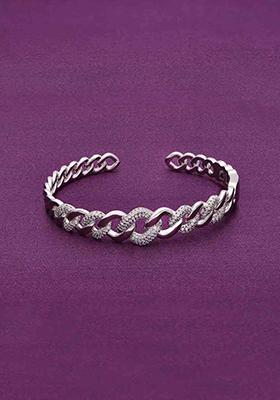 Silver Stunning Zircon Linked Chains Bangle Bracelet