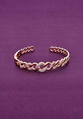 Rose Gold Stunning Zircon Linked Chains Bangle Bracelet