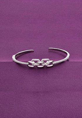 Silver Stunning Intertwined Chain Bangle Bracelet