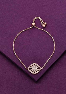 Rose Gold Sterling The Flower Diamante Adjustable Bracelet