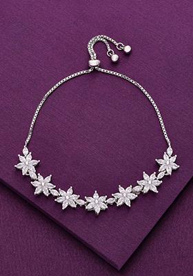 Silver Sterling The Floral Edge Adjustable Bracelet