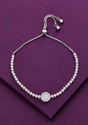 Silver Sterling Shining Diva Diamond Adjustable Bracelet