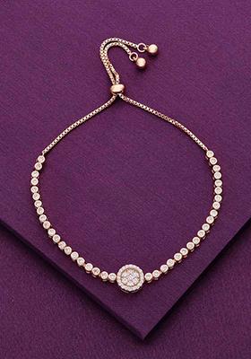 Rose Gold Sterling Shining Diva Diamond Adjustable Bracelet