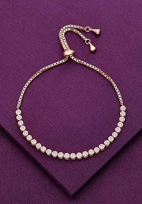 Rose Gold Sterling Classic Solitaire Adjustable Bracelet