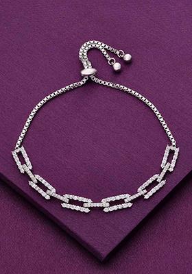 Silver Sterling Double Bar Link Adjustable Bracelet