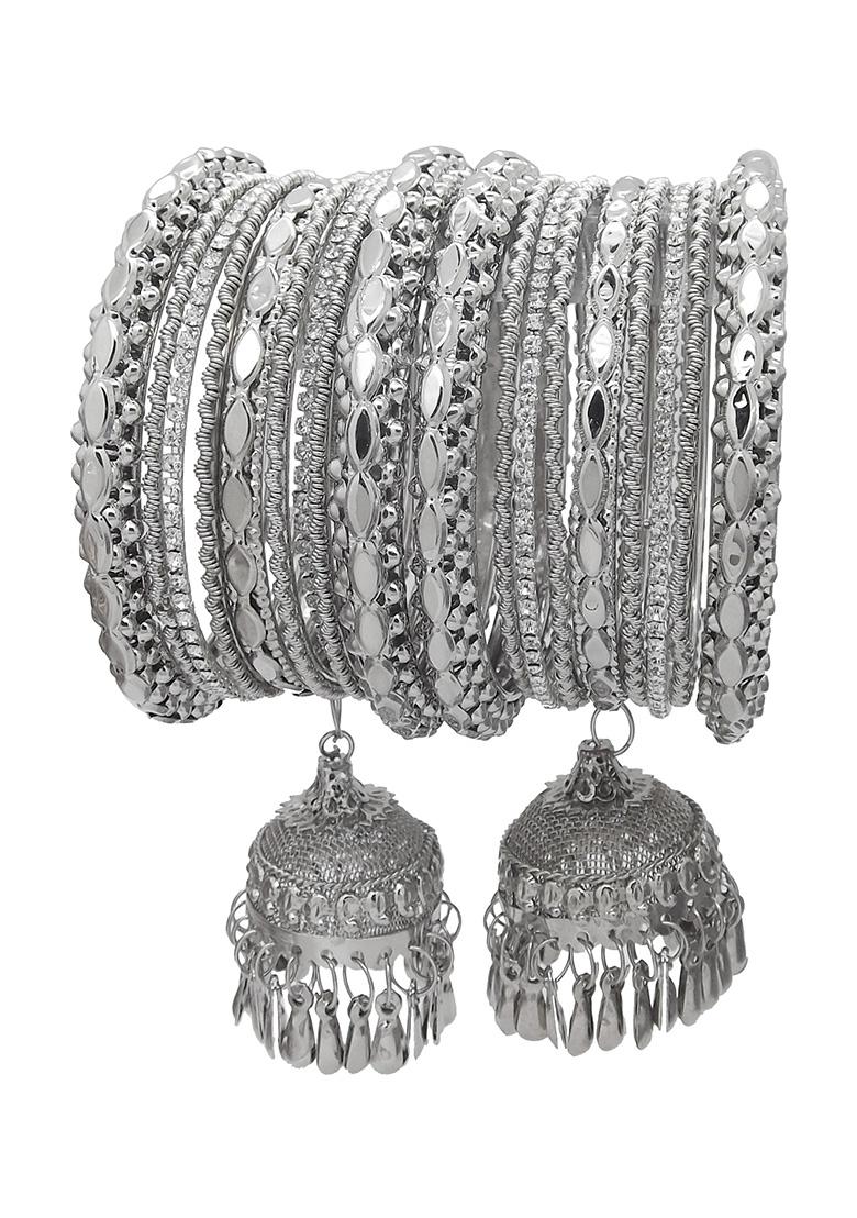 Silver Plated Latkan Kada Bangles