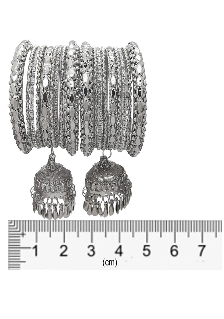Silver Plated Latkan Kada Bangles