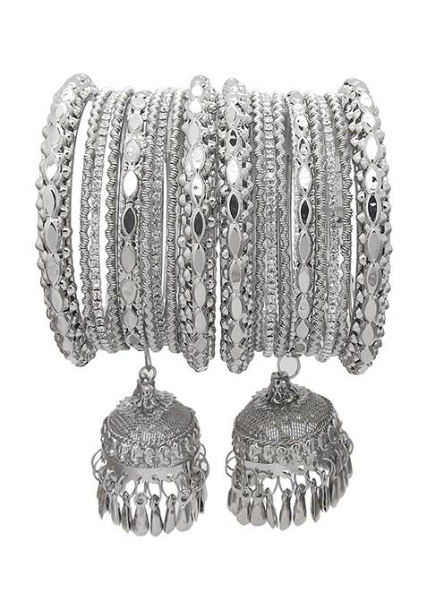 Silver Plated Latkan Kada Bangles