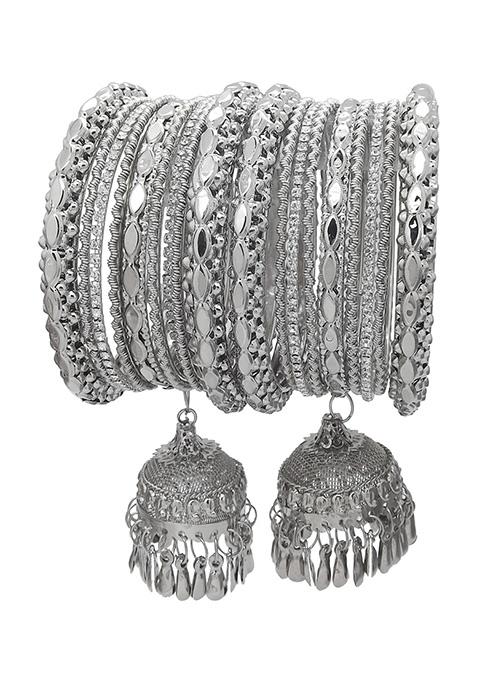 Silver Plated Latkan Kada Bangles