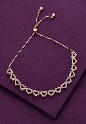 Rose Gold Sterling The Band Of Hearts Chain Adjustable Bracelet