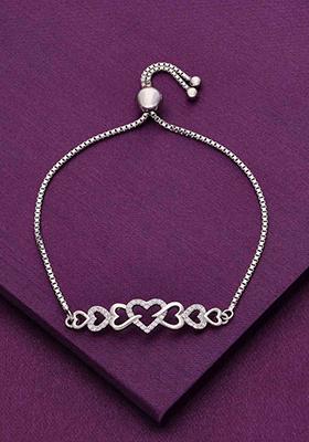 Silver Sterling The Heart Link Chain Adjustable Bracelet
