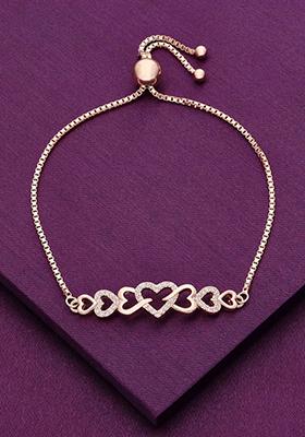 Rose Gold Sterling The Heart Link Chain Adjustable Bracelet
