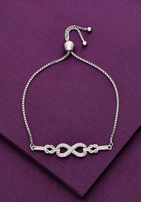 Silver Sterling Classic Knot Infinity Adjustable Bracelet