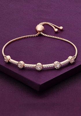 Rose Gold Sterling Solitaire Brilliant Diamond Adjustable Bracelet