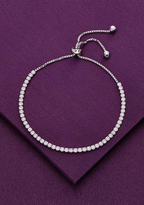 Silver Sterling Solitaire Classic Round Tennis Adjustable Bracelet