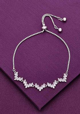 Silver Sterling The Queen Of Hearts Line Adjustable Bracelet
