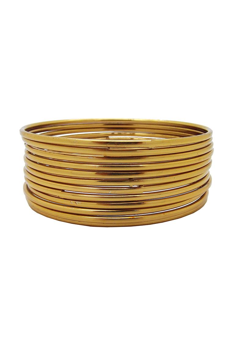 Oxidised Plain Gold Plated Bangle Set