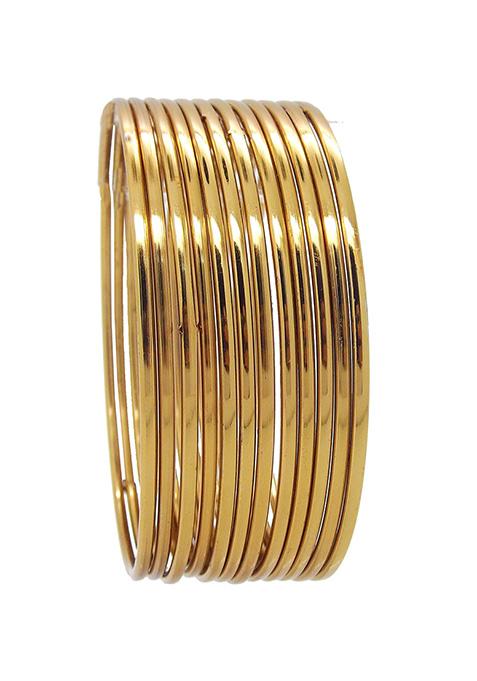 Oxidised Plain Gold Plated Bangle Set