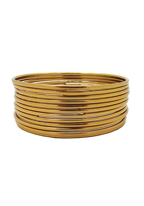 Oxidised Plain Gold Plated Bangle Set
