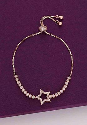 Rose Gold Sterling Zircon Studded Star Charm Bracelet
