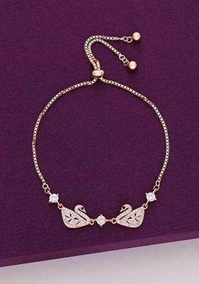 Rose Gold Sterling Solitaire Twin Swan Bracelet