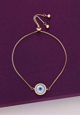 Rose Gold Sterling Zircon Studded Evil Eye Bracelet