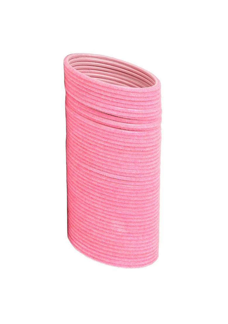 Baby Pink Metal Glossy Velvet Bangle Set - Indya