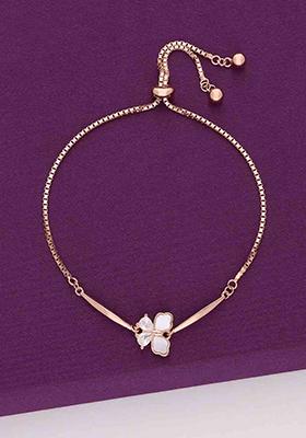 Rose Gold Sterling Mother Of Pearl Butterfly Bracelet