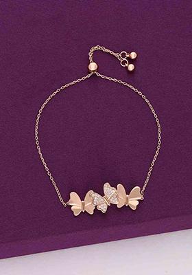 Rose Gold Sterling Zircon Studded Butterfly Bracelet