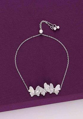 Silver Sterling Zircon Studded Butterfly Bracelet
