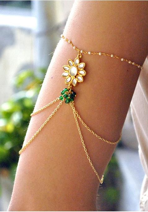 Green Pearl Mixed Alloy Bajubandh