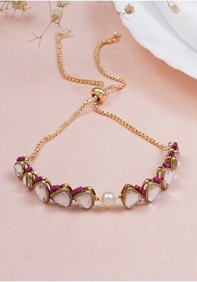 Dark Pink Pearl Mixed Alloy Bracelet