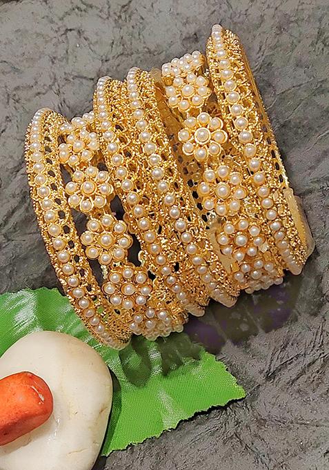 Gold Plated Pearl Bangles