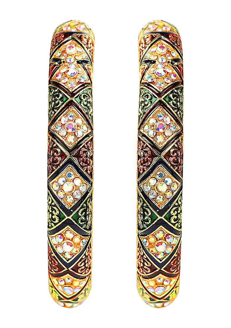 Gold Plated Meenakari Cz Stone Kada Bangles