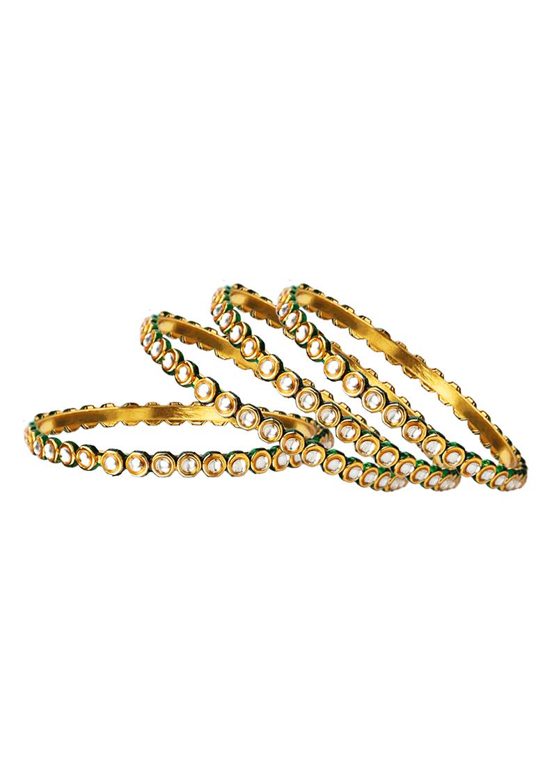 Gold Plated Kundan Bangles - Indya