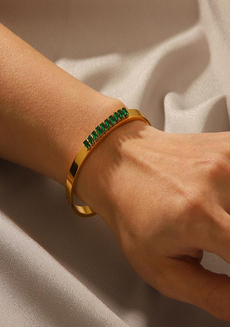 Green Zircon Bangle Bracelet