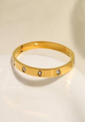 Gold Plated Round Zircon Bangle Bracelet
