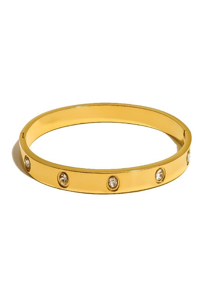 Gold Plated Round Zircon Bangle Bracelet