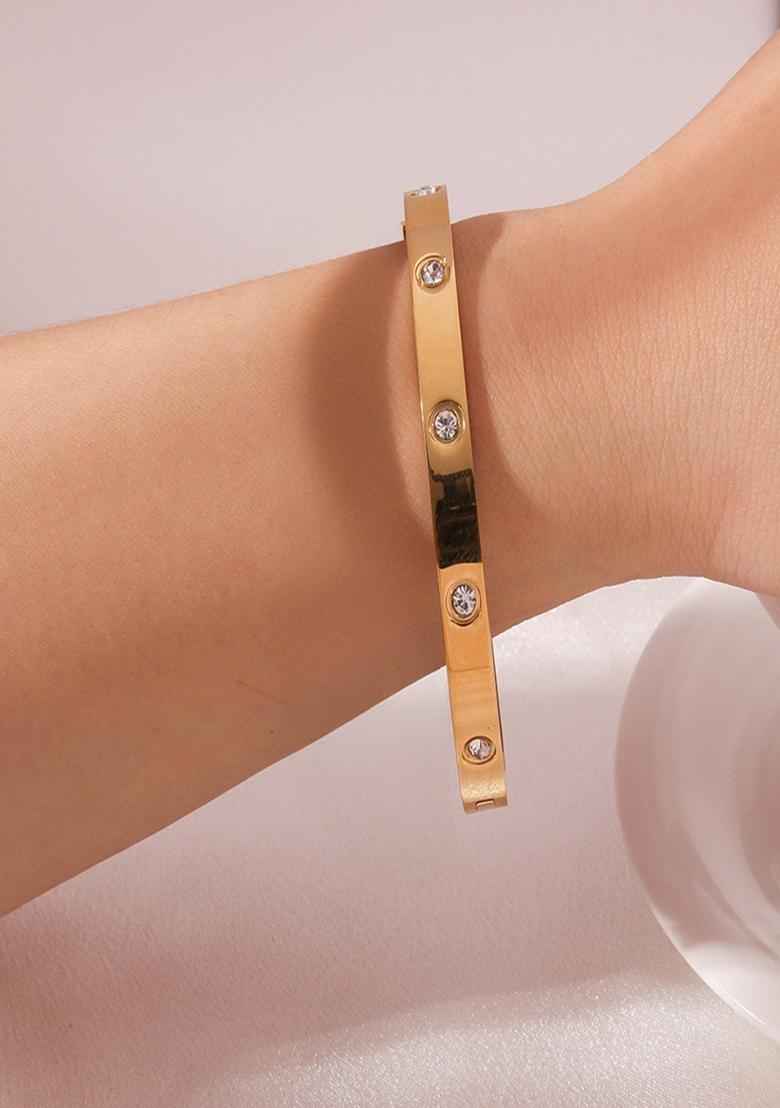 Gold Plated Round Zircon Bangle Bracelet