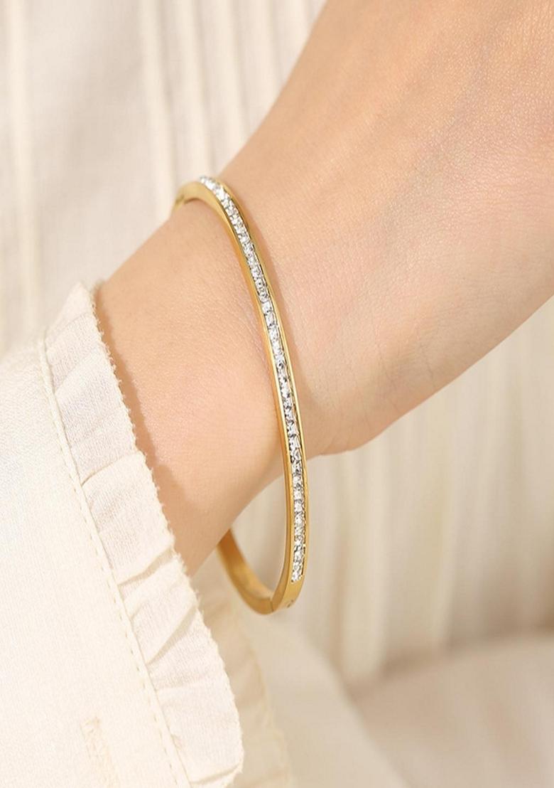 Gold Plated Zircon Bangle Bracelet