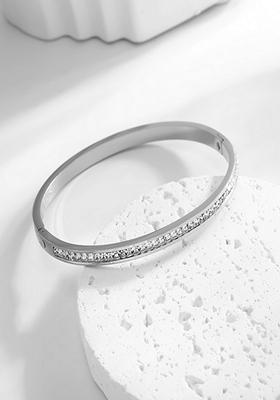 Silver Platedset Zircon Bangle Bracelet