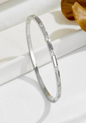 Silver Plated Square Zircon Bangle Bracelet