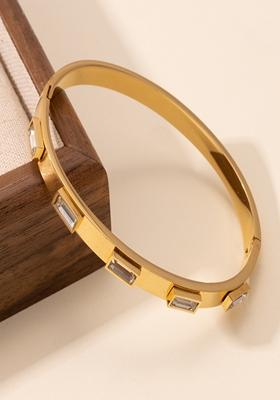 Gold Platedrectangle Zircon Bangle Bracelet