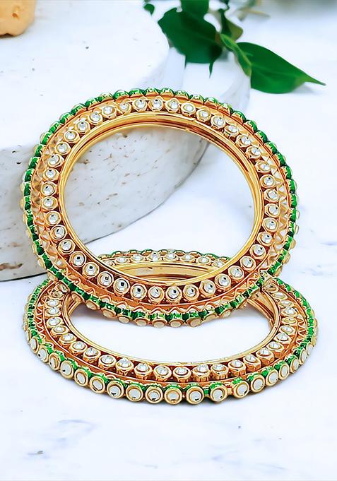 Rajputi Gold Plated Kundan Kada Bangles