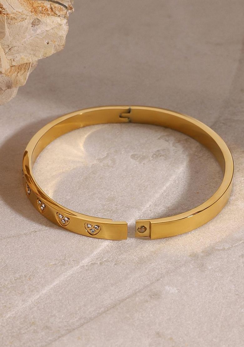 Gold Plated Round Zircon Bangle Bracelet