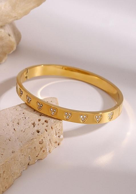 Gold Plated Round Zircon Bangle Bracelet