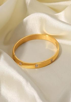 Gold Plated Square Zircon Bangle Bracelet