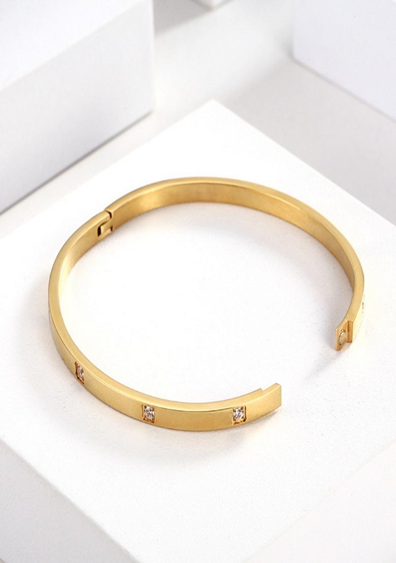 Gold Plated Square Zircon Bangle Bracelet